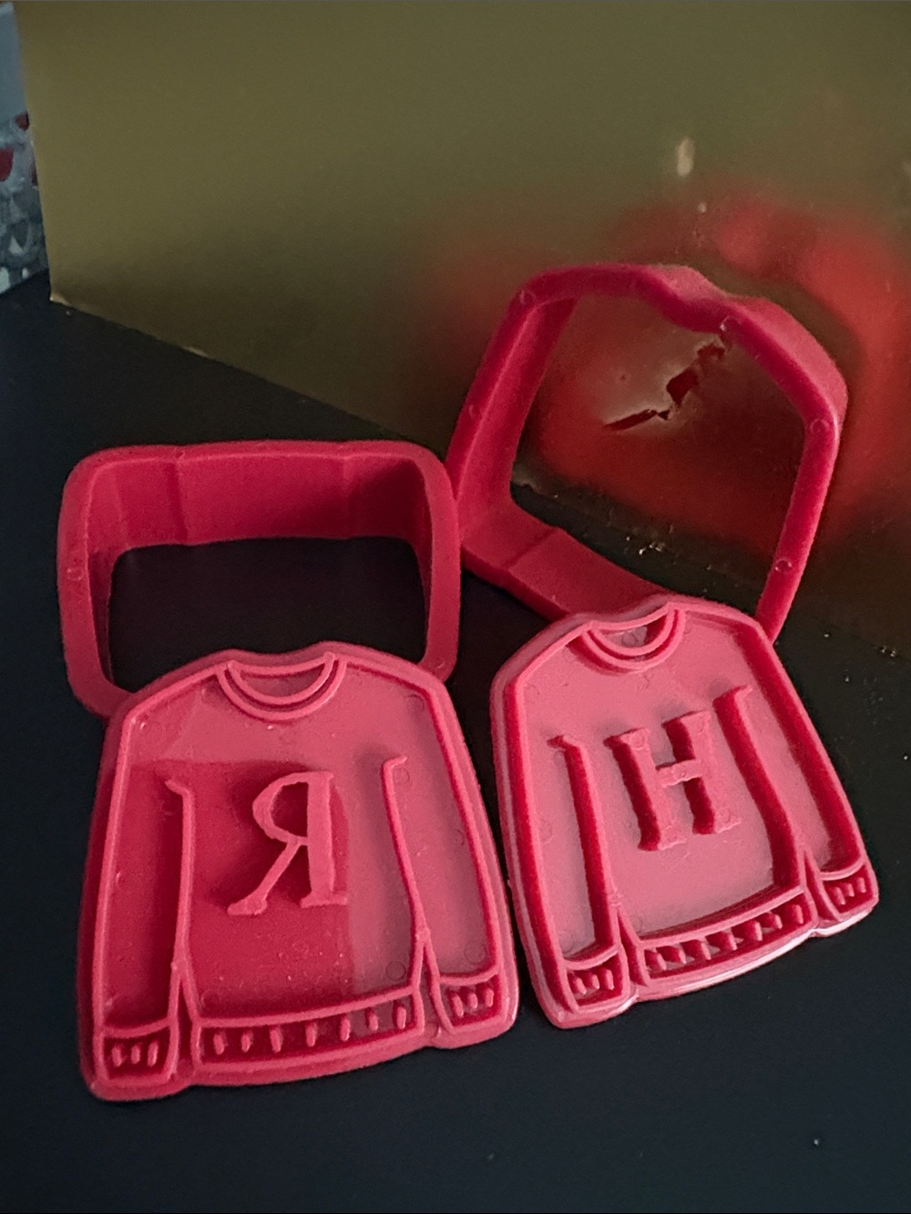 Bright Red Sweater Cookie Cutter Set with Monograms